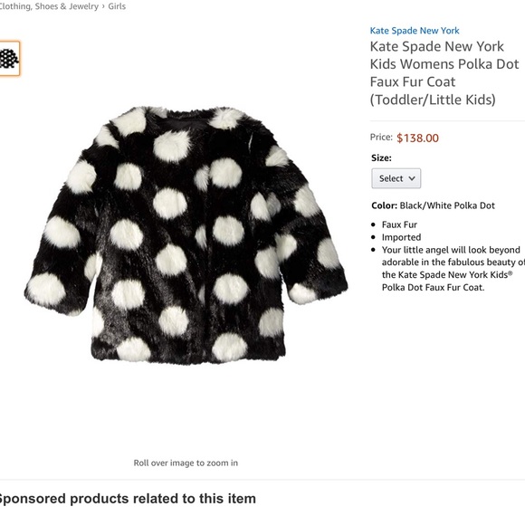 ⭐️HOST PICK⭐️ KATE SPADE Girls Fur Polka Dot Coat - Picture 2 of 8